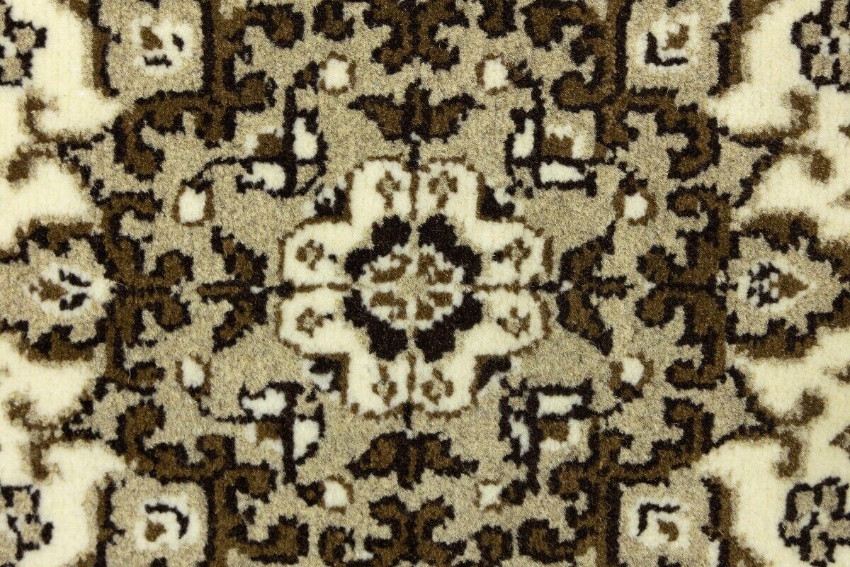 Handmade Kirman Square Rug Cream Floral Medallion