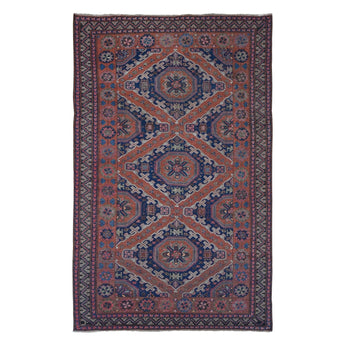 7'X11' Cinnamon Red Antique Caucasian Soumak Pure Wool Hand Knotted Rug