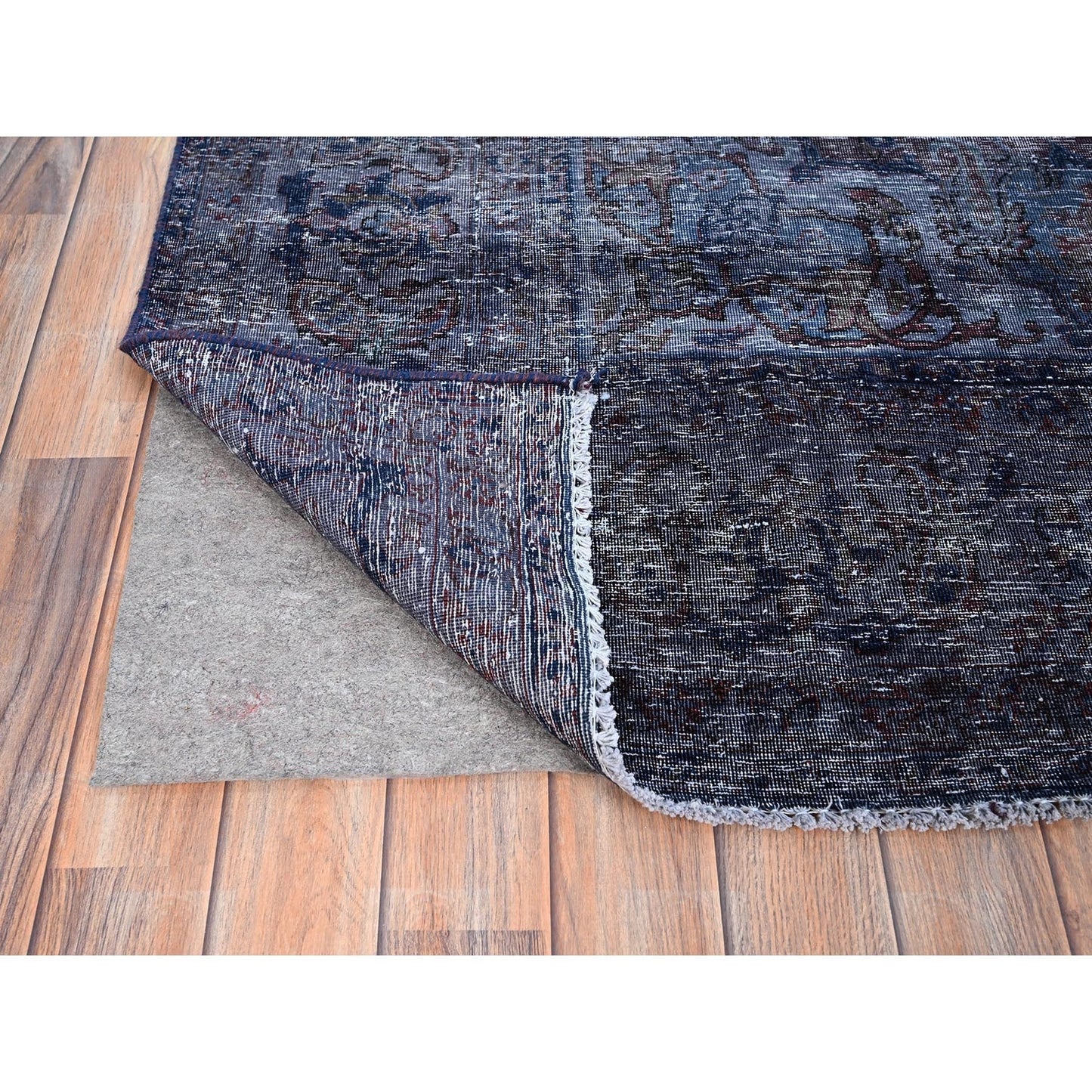 6'5"X10'3" Blue Overdyed Semi Antique Tebraz Hand Knotted Oriental Rug