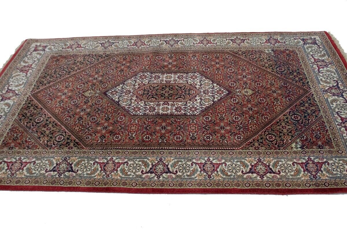 4X6 Ft Handmade Wool Indo-Bidjar Rug Floral