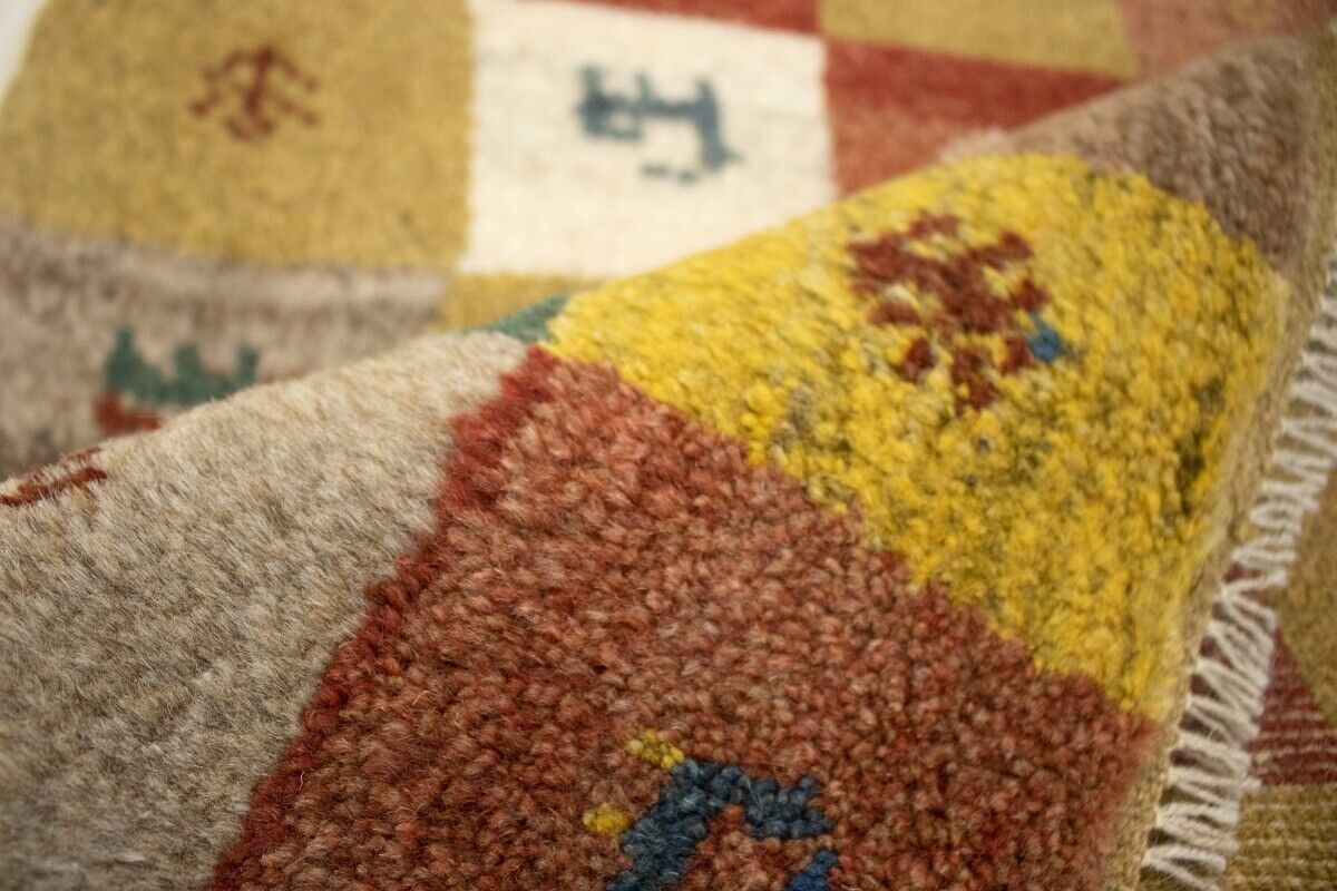 2X3 Ft Hand-Knotted Multicolored Gabbeh Rug Plush