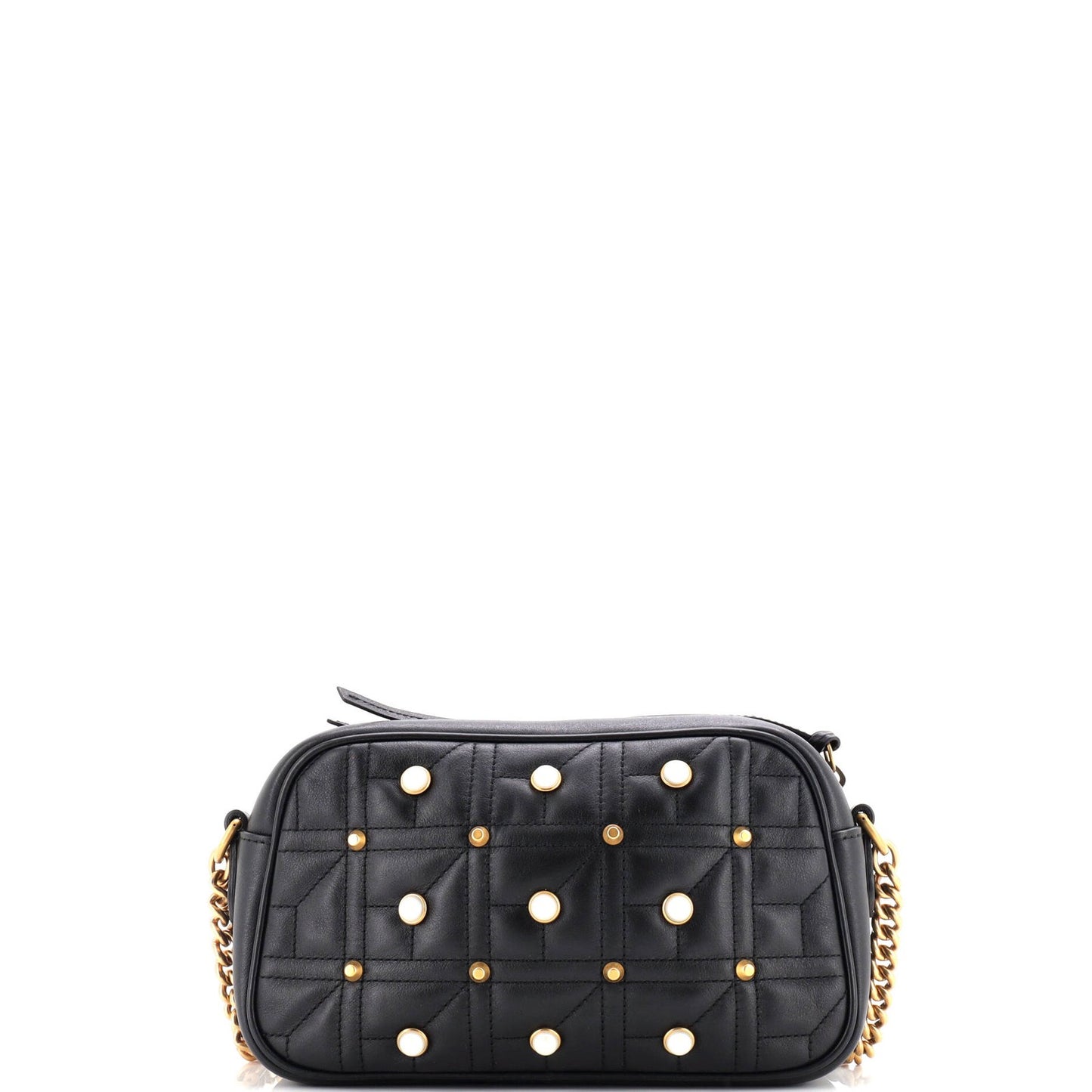 Gucci Pearly Gg Marmont Shoulder Bag Embellished Matelasse Leather Small
