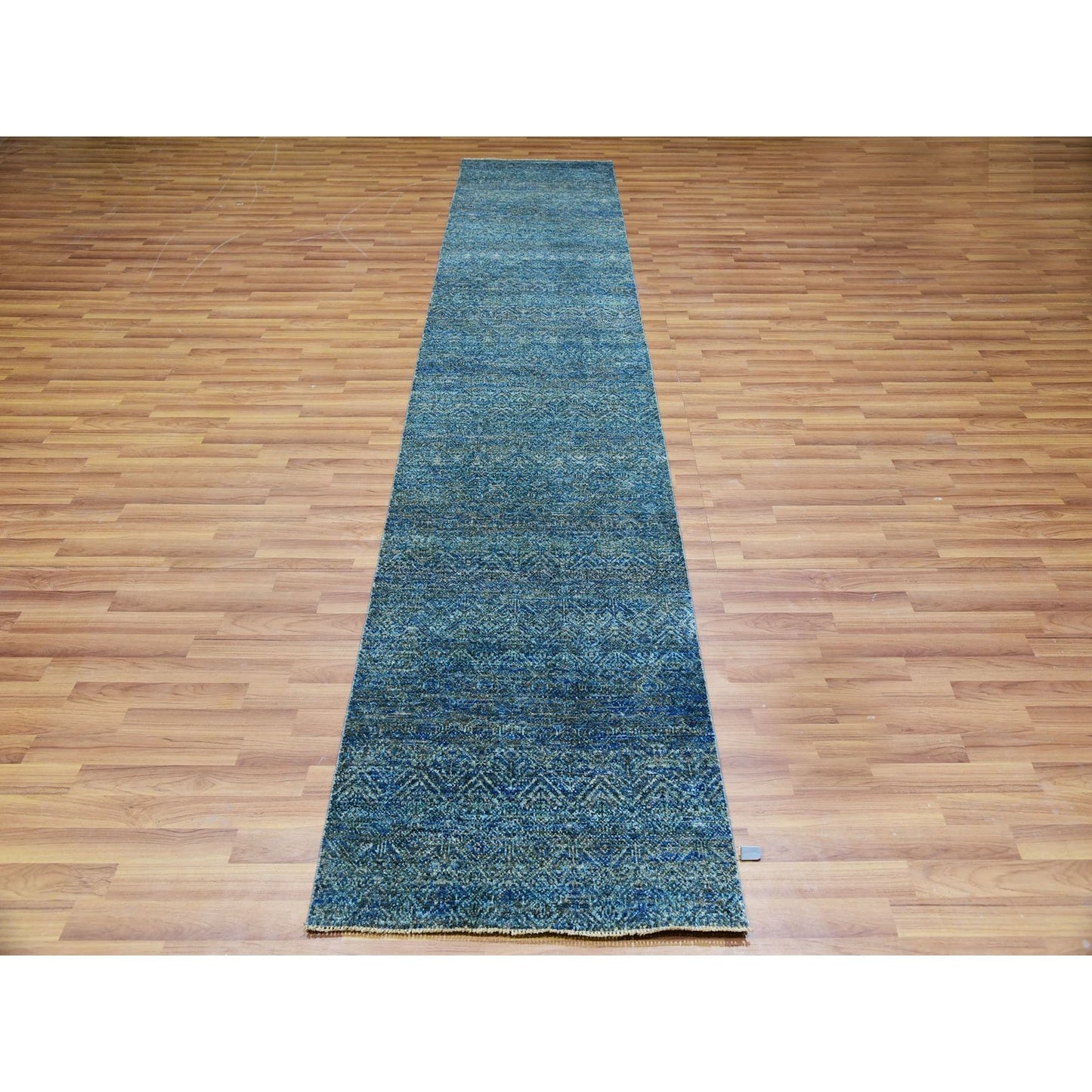 2'6"X12' Green Hand Knotted Kohinoor Herrita Runner Oriental Rug