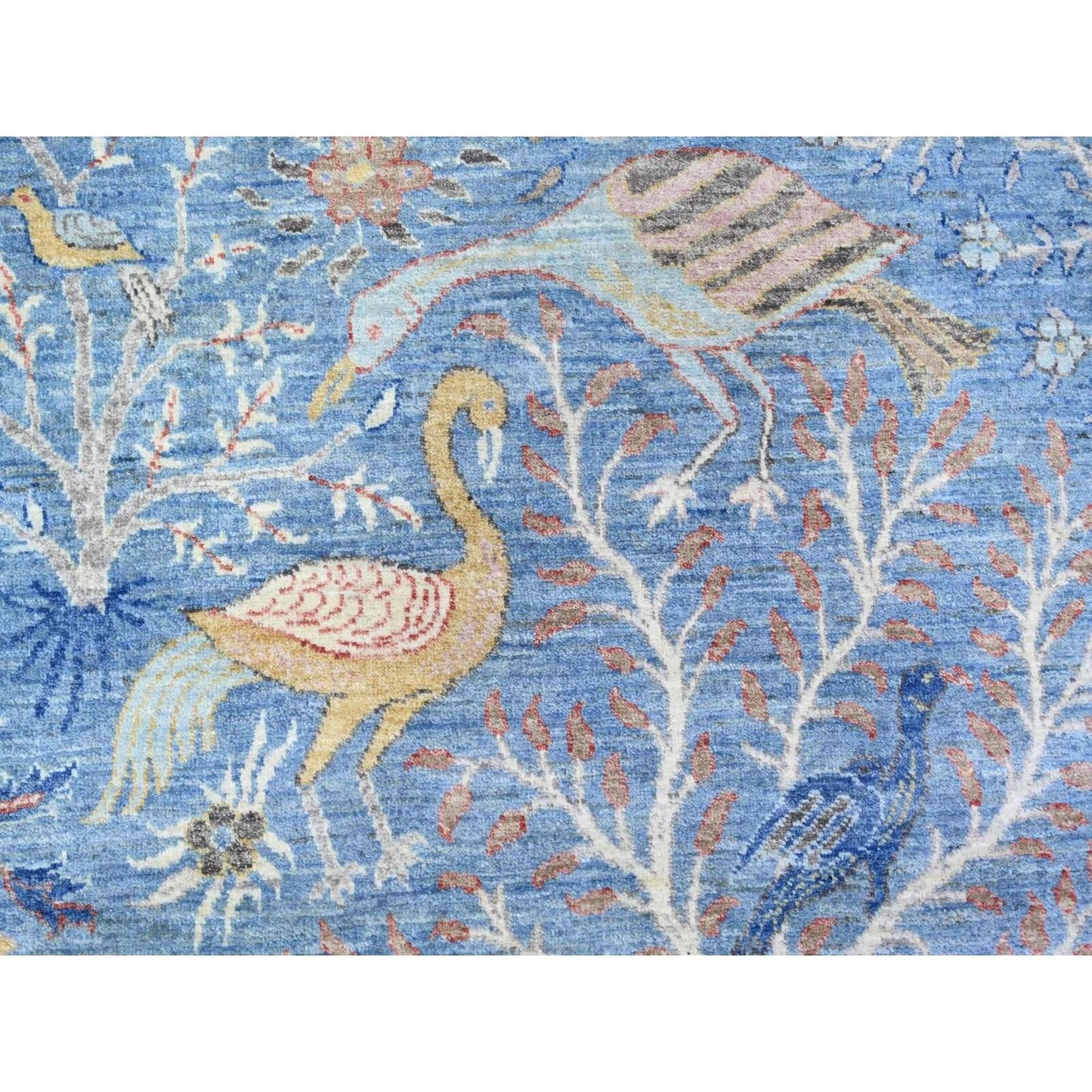 10'4"X10'4" Blue Hand Knotted Organic Wool Afghan Peshawar Round Rug