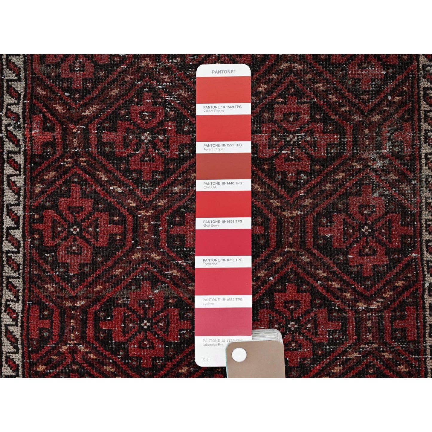 2'X7'7" Auburn Red Vintage Zoroastrian Balooch Hand Knotted Wool Runner Rug