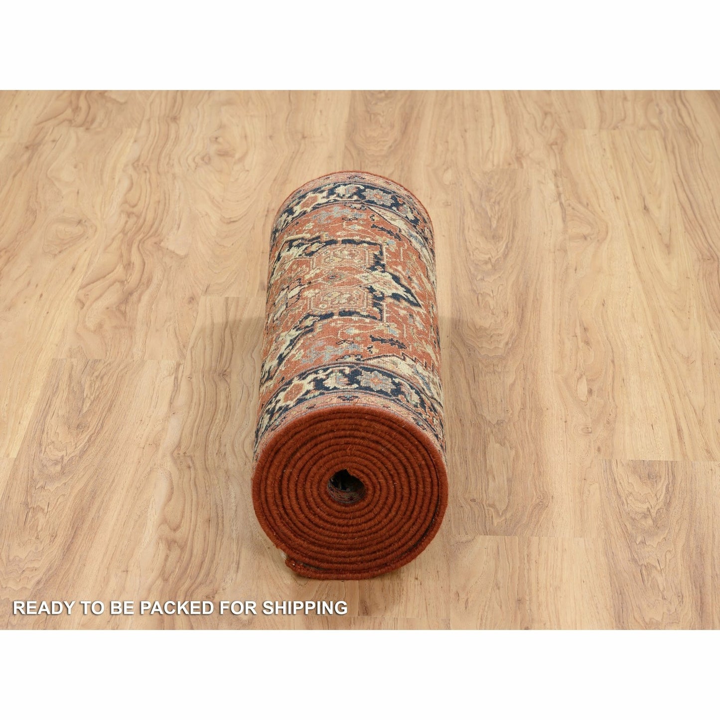 2'7"X16'3" Red Antiqued Heris Re-Creation Wool Hand Knotted Xl Runner Rug