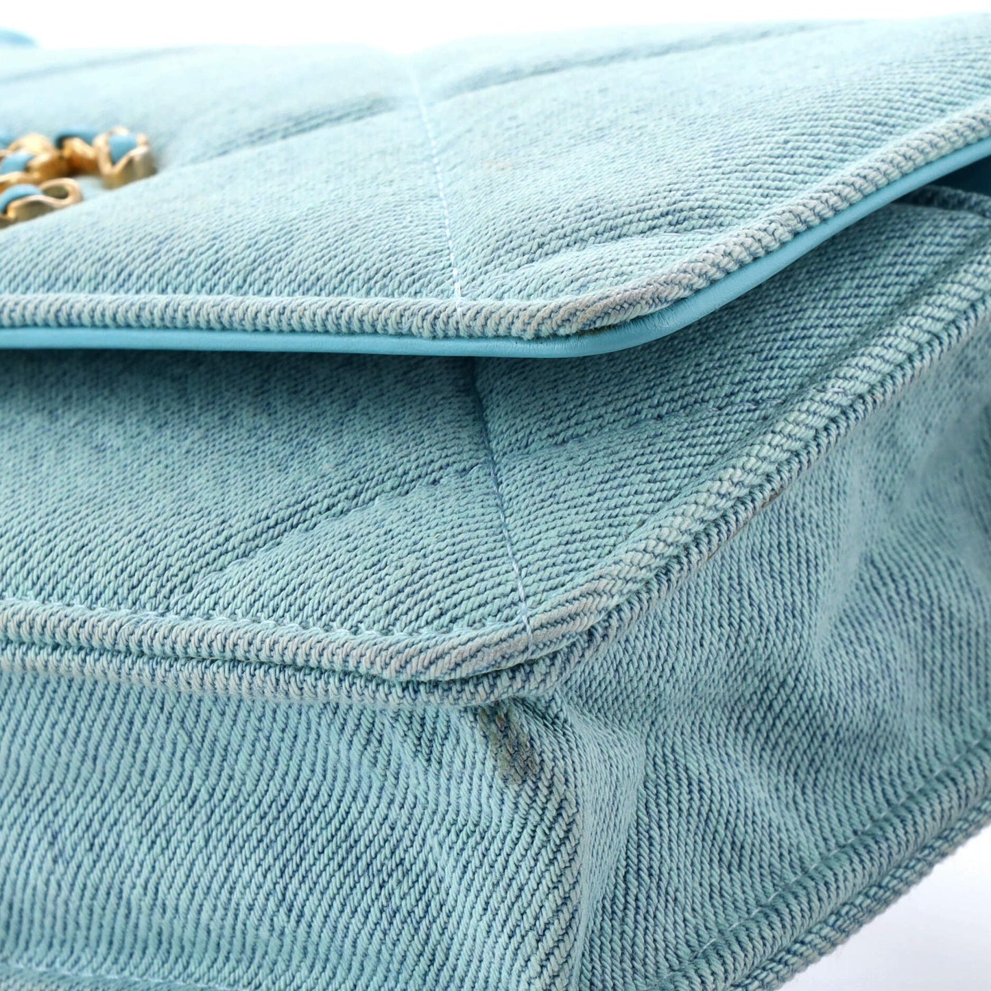 Denim Chanel 19 Wallet on Chain Quilted