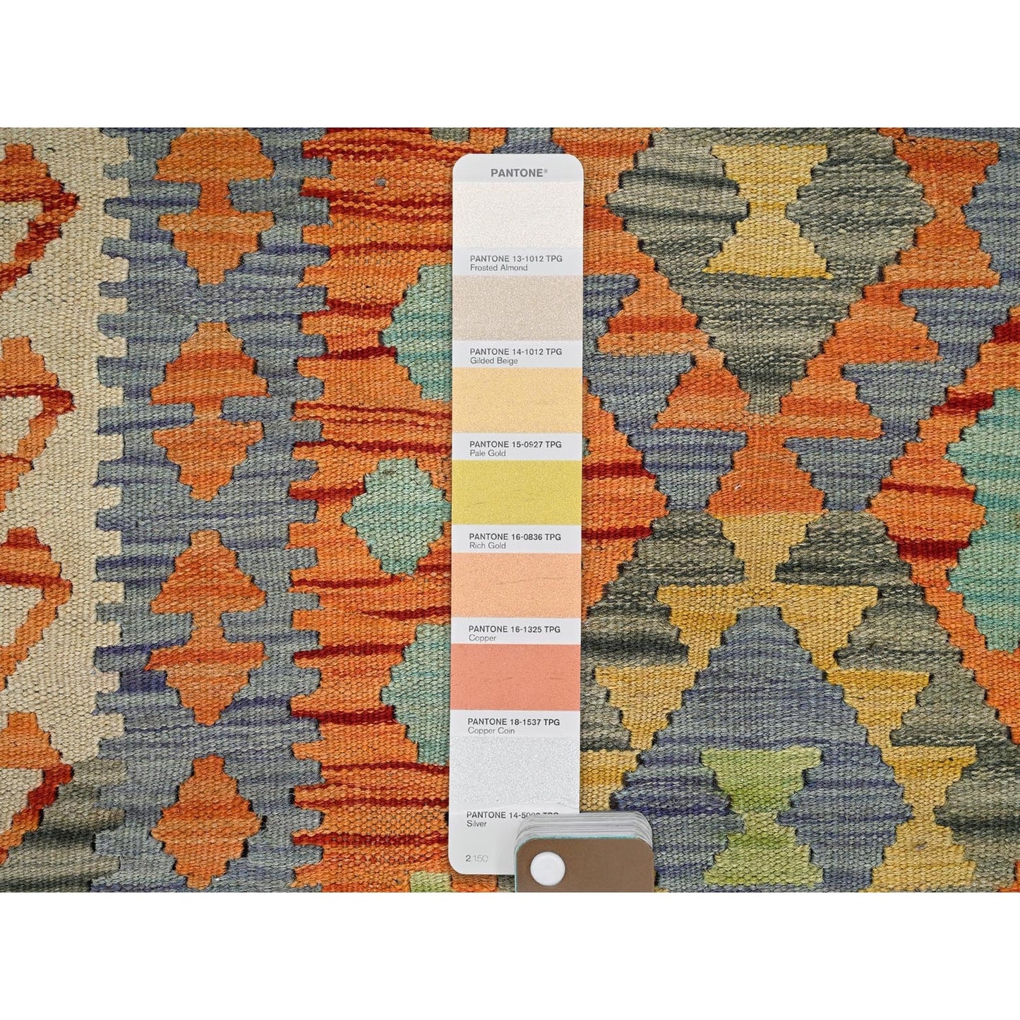 2'9"X12'8" Orange Afghan Kilim Pure Wool Hand Woven Flat Weave Runner Rug