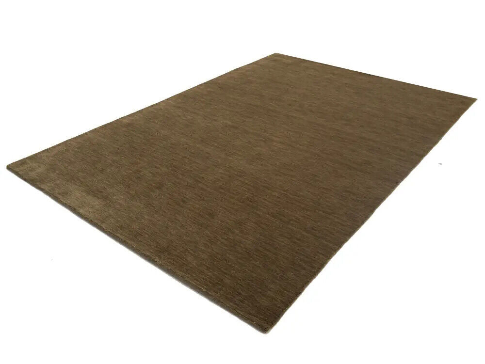 Brown Solid Hand-Loomed 6X9 Gabbeh Wool Rug
