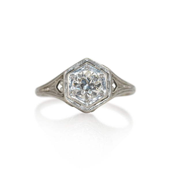 Platinum Art Deco Diamond Ring, .40ct, 3g