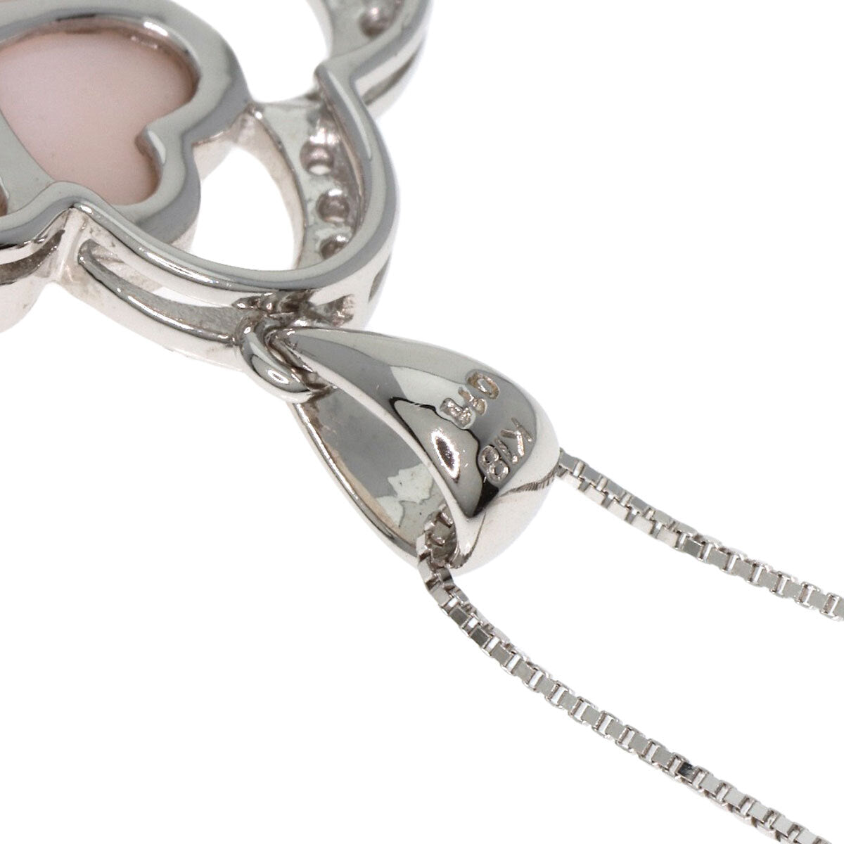 0.11ct Shell Diamond Clover Motif Necklace K18