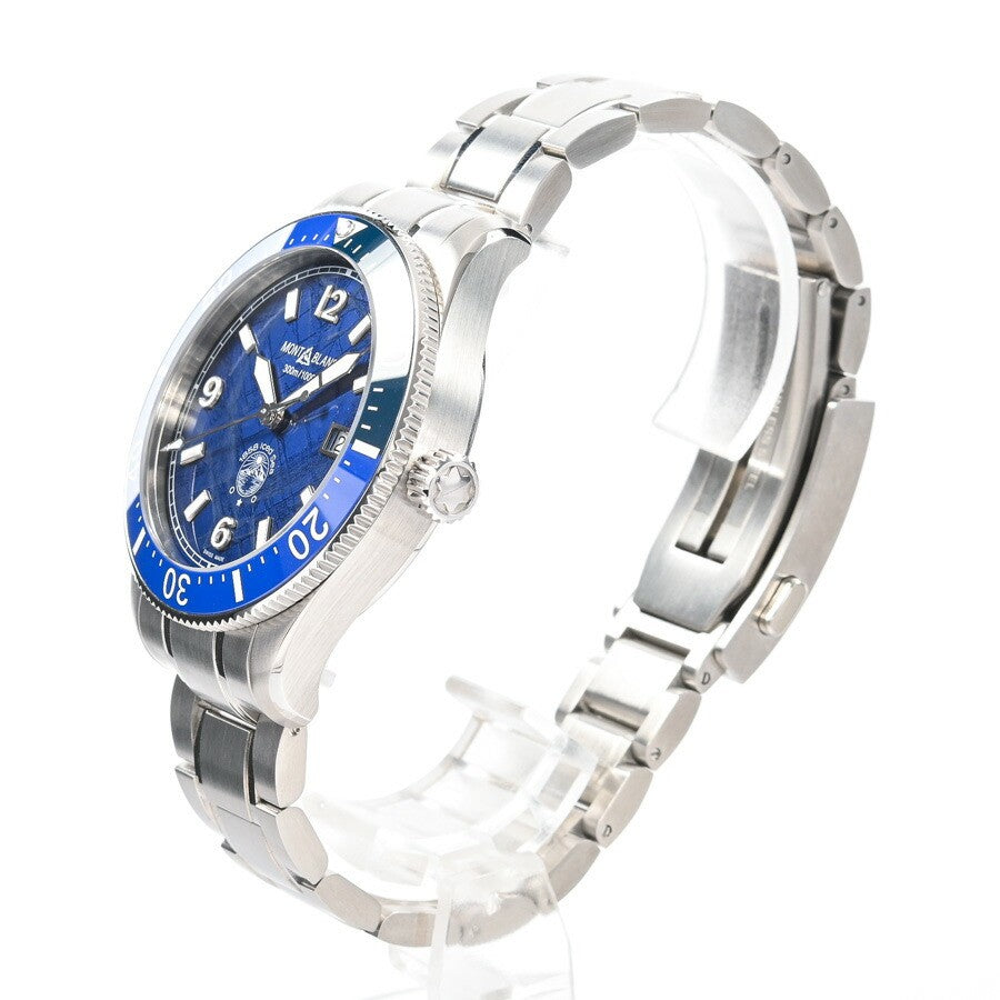 Montblanc 1858 Ice Sea Automatic Date Mb129369 Blue Men'S Used Watch #61016
