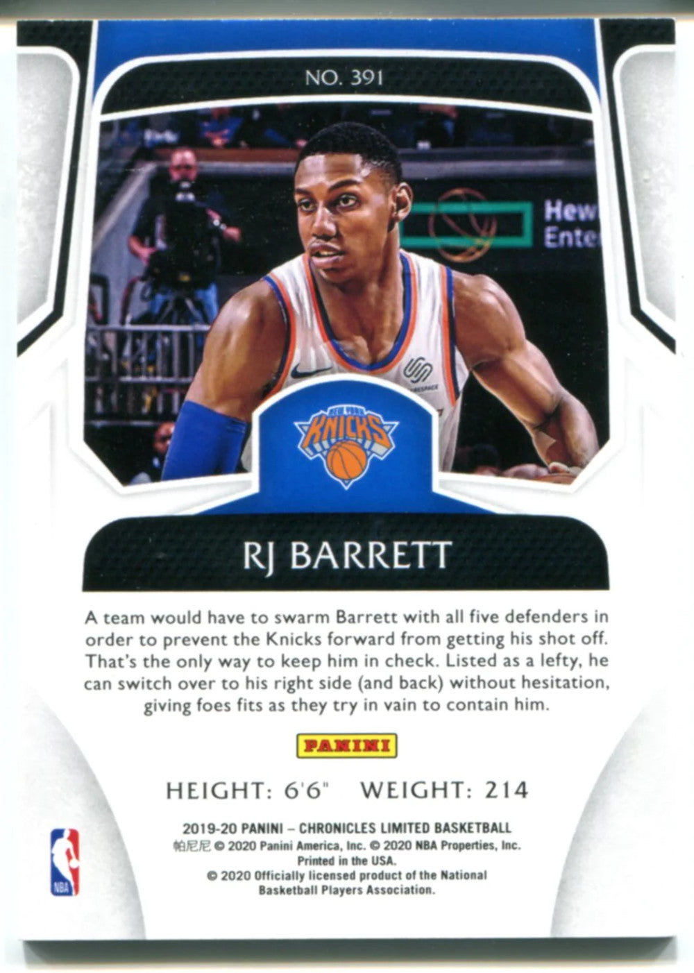 Rj Barrett 2019-20 Panini Chronicles Limited