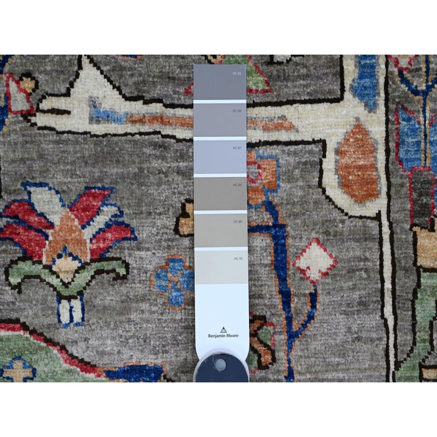 8'9"X12' Nevada Gray Peshawar Bijar Garus Design Hand Knotted Wool Rug