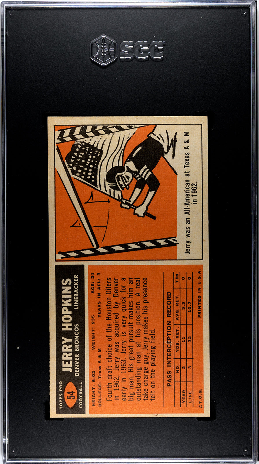 Jerry Hopkins 1965 Topps #54 Sgc 6