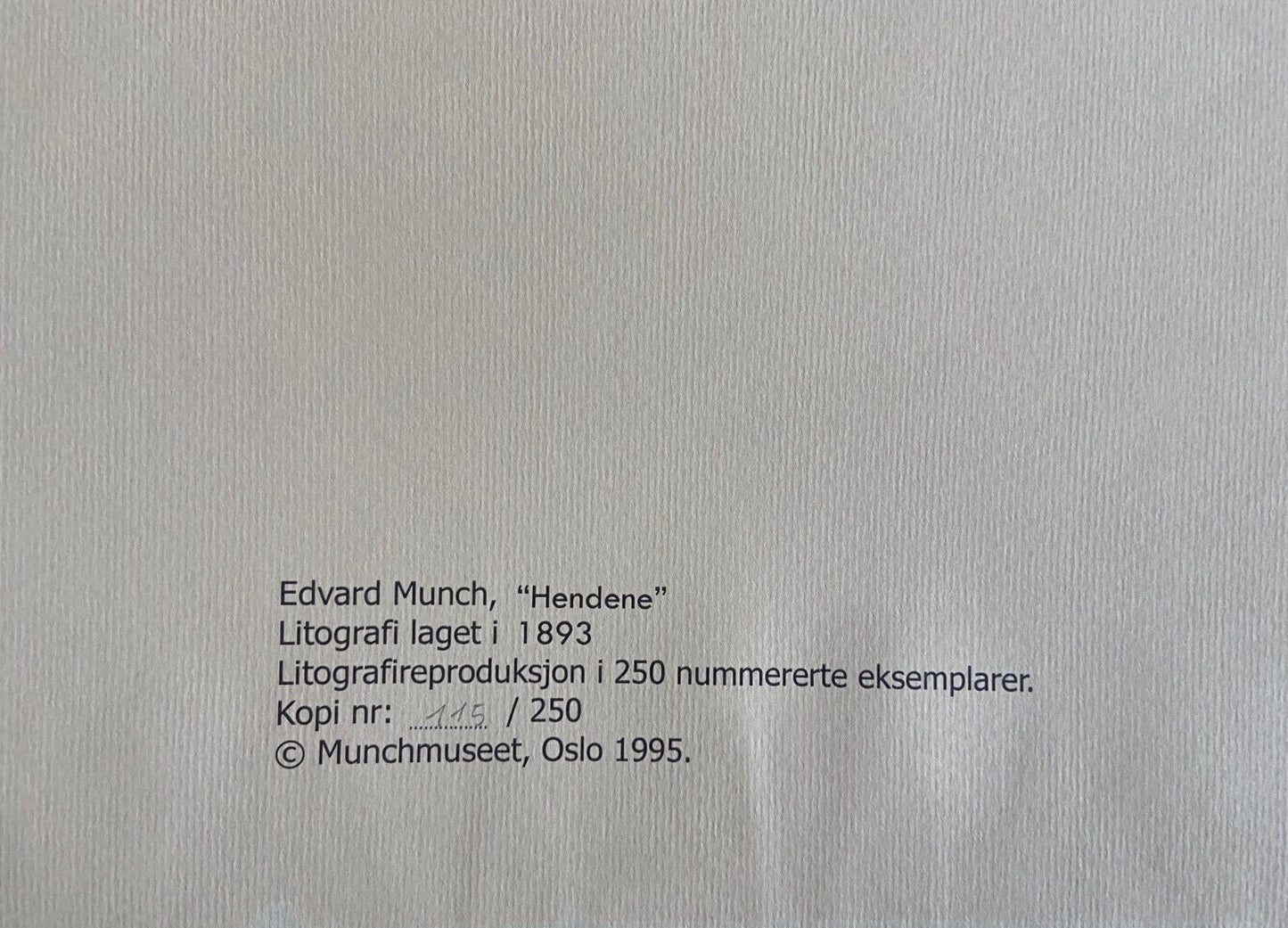 Edvard Munch Museum Lithograph Coa Signed