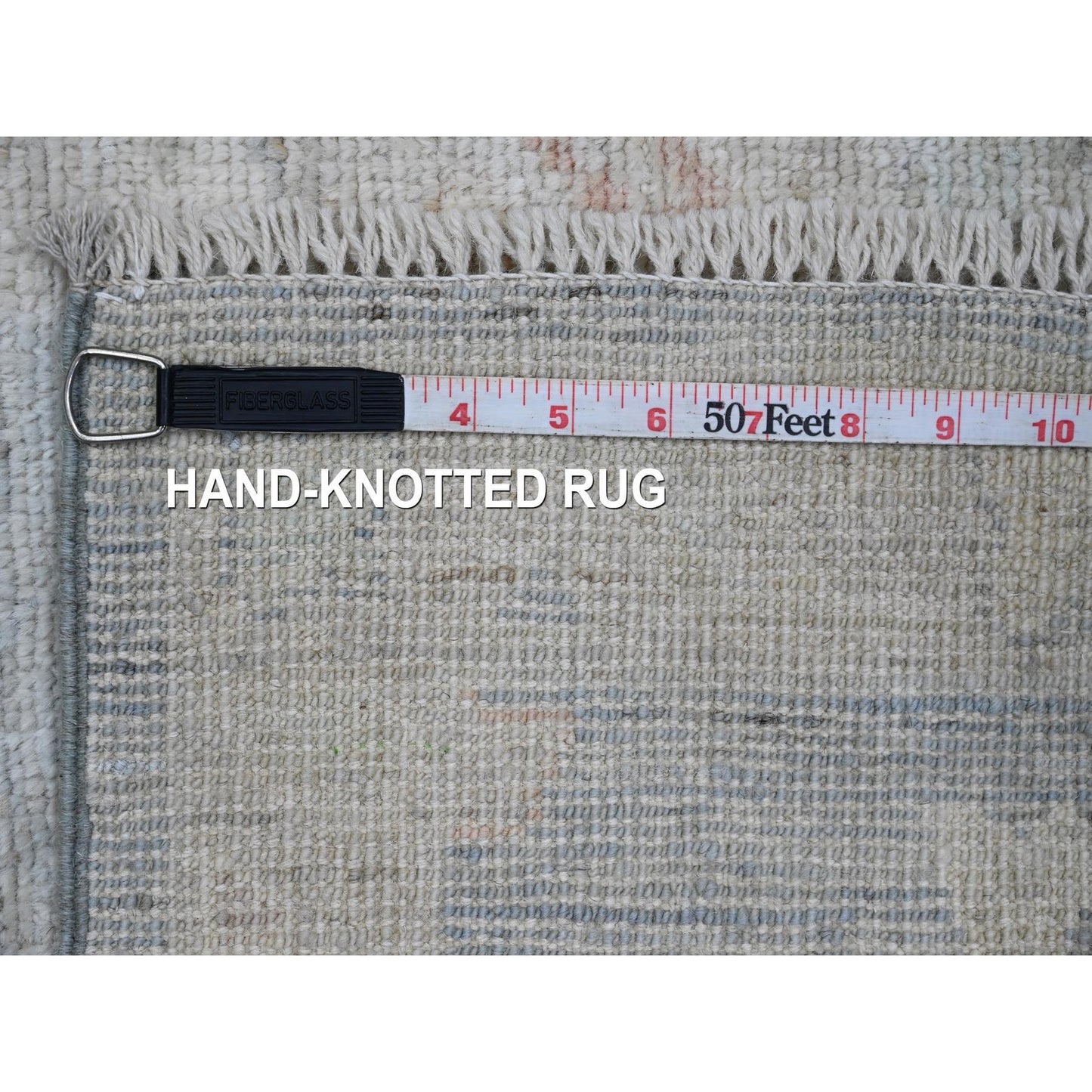 2'1"X3' Mineral Blue Hand Knotted Afghan Angora Oushak 100% Wool Mat Rug