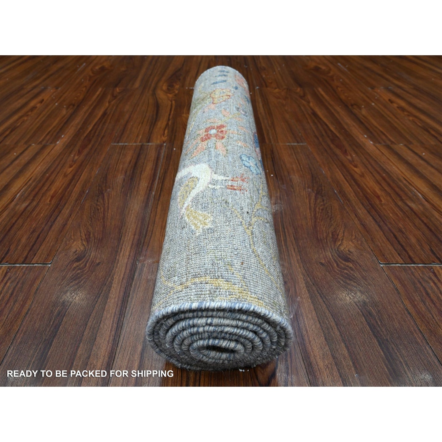 2'7"X7'9" Gray Hand Knotted Peshawar Birds Of Paradise Wool Runner Rug
