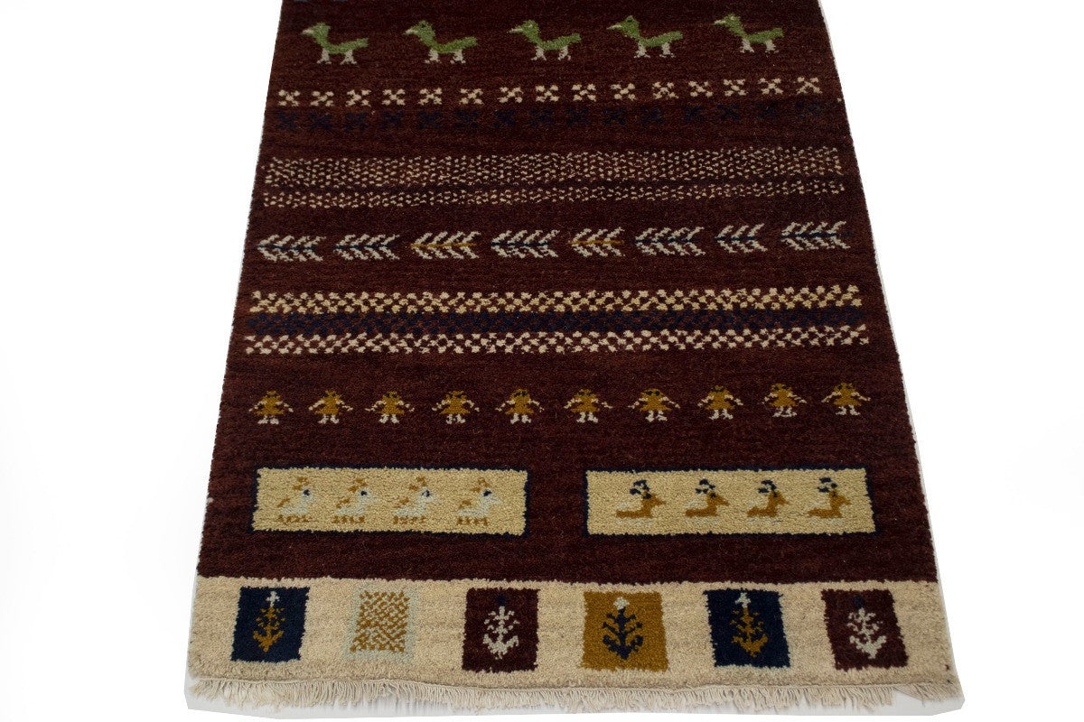 3X6 ft Handmade Maroon Red Striped Tribal Style