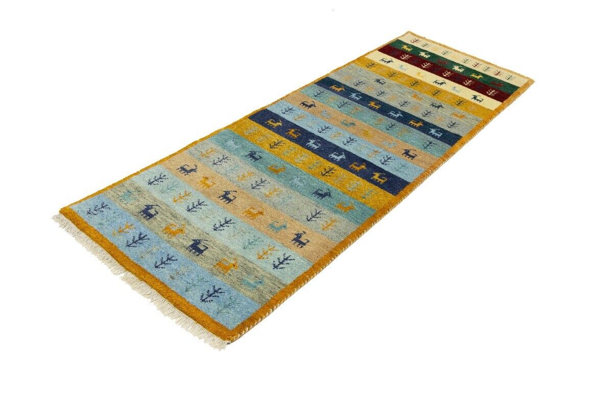 Contemporary Multicolored Stripes Indo-Gabbeh