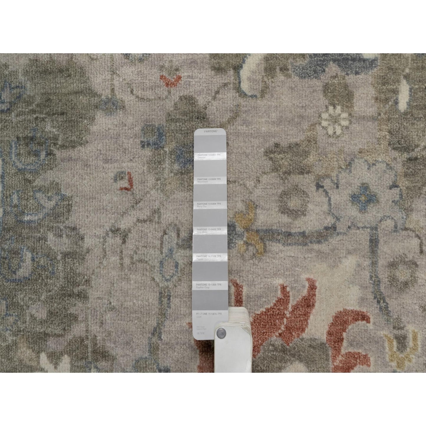 9'X12'1" Gray Broken Pattern Oushak Design Hand Knotted Rug Pure Wool