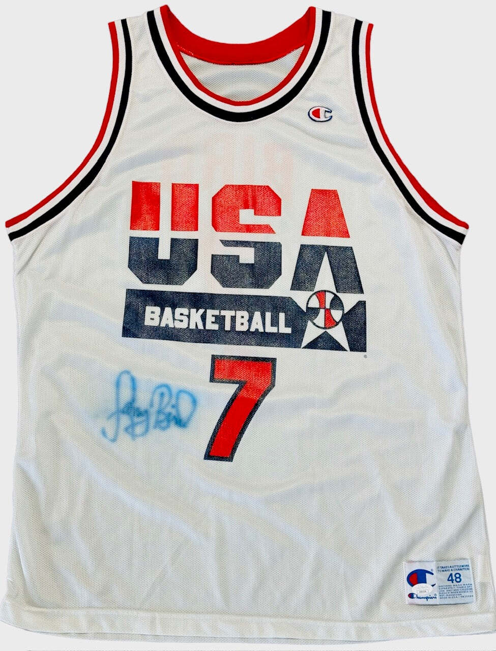 Larry Bird Signed 1992 Usa Basketball Dream Team Champion Jersey (Jsa)