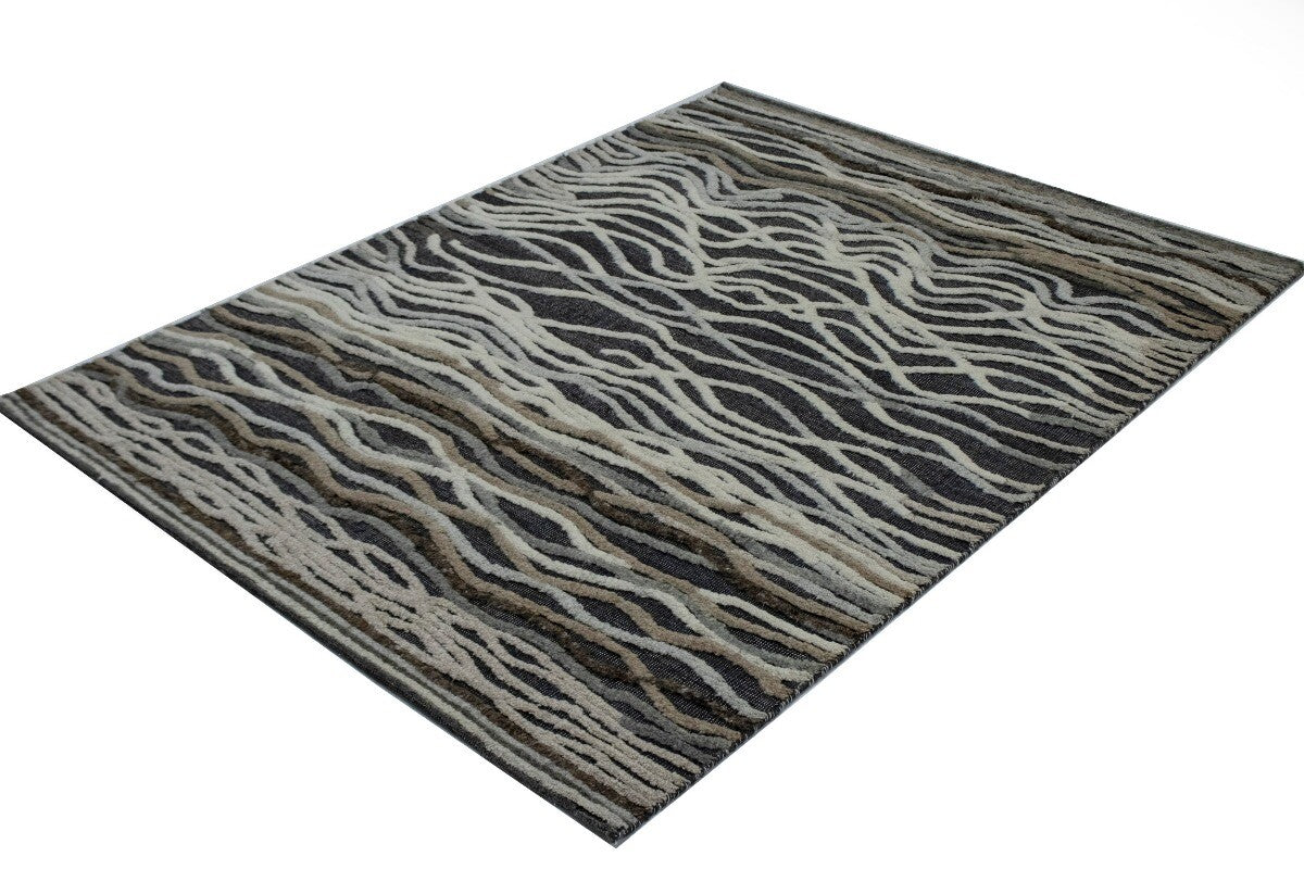 Handmade Modern Area Rug High-Low Relief Waves
