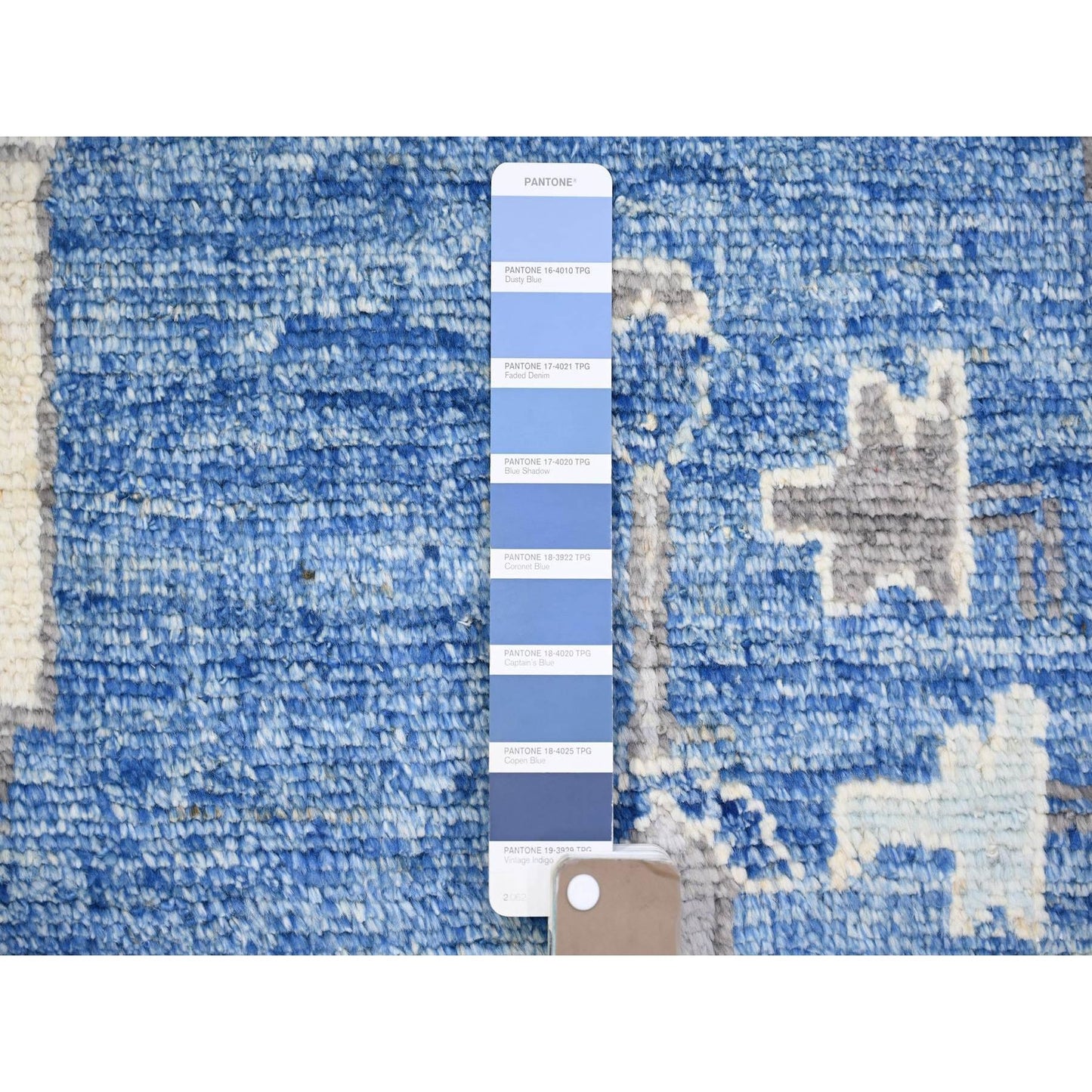 11'9"X15'1" Steel Blue Anatolian Village Inspired Wool Hand Knotted Rug