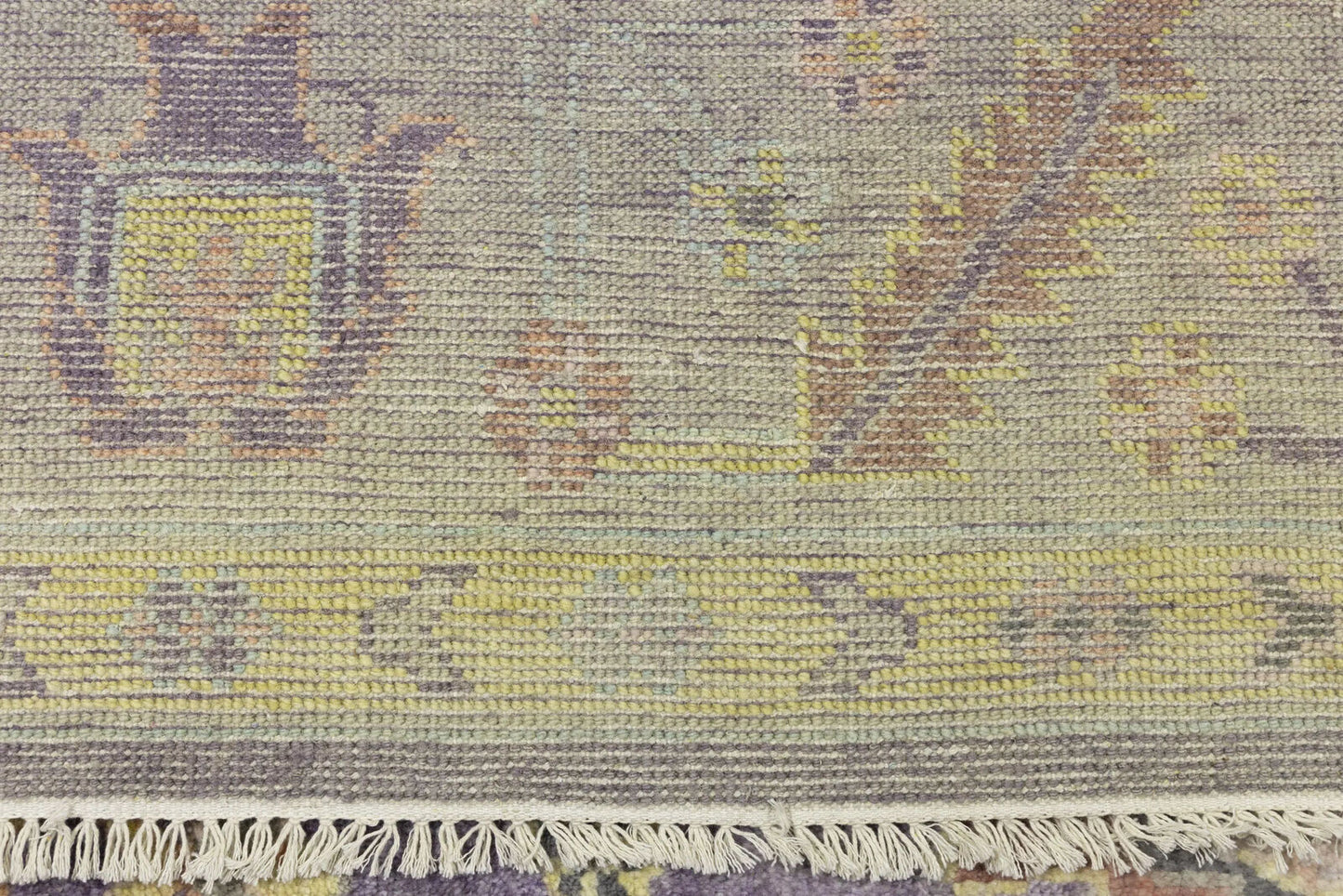 Hand-Knotted Muted Oushak Rug Colorfast Oriental