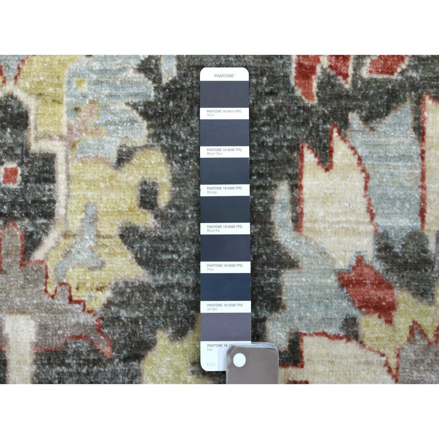 9'3"X11'9" Charcoal Black Afghan Peshawar Soft Wool Hand Knotted Rug