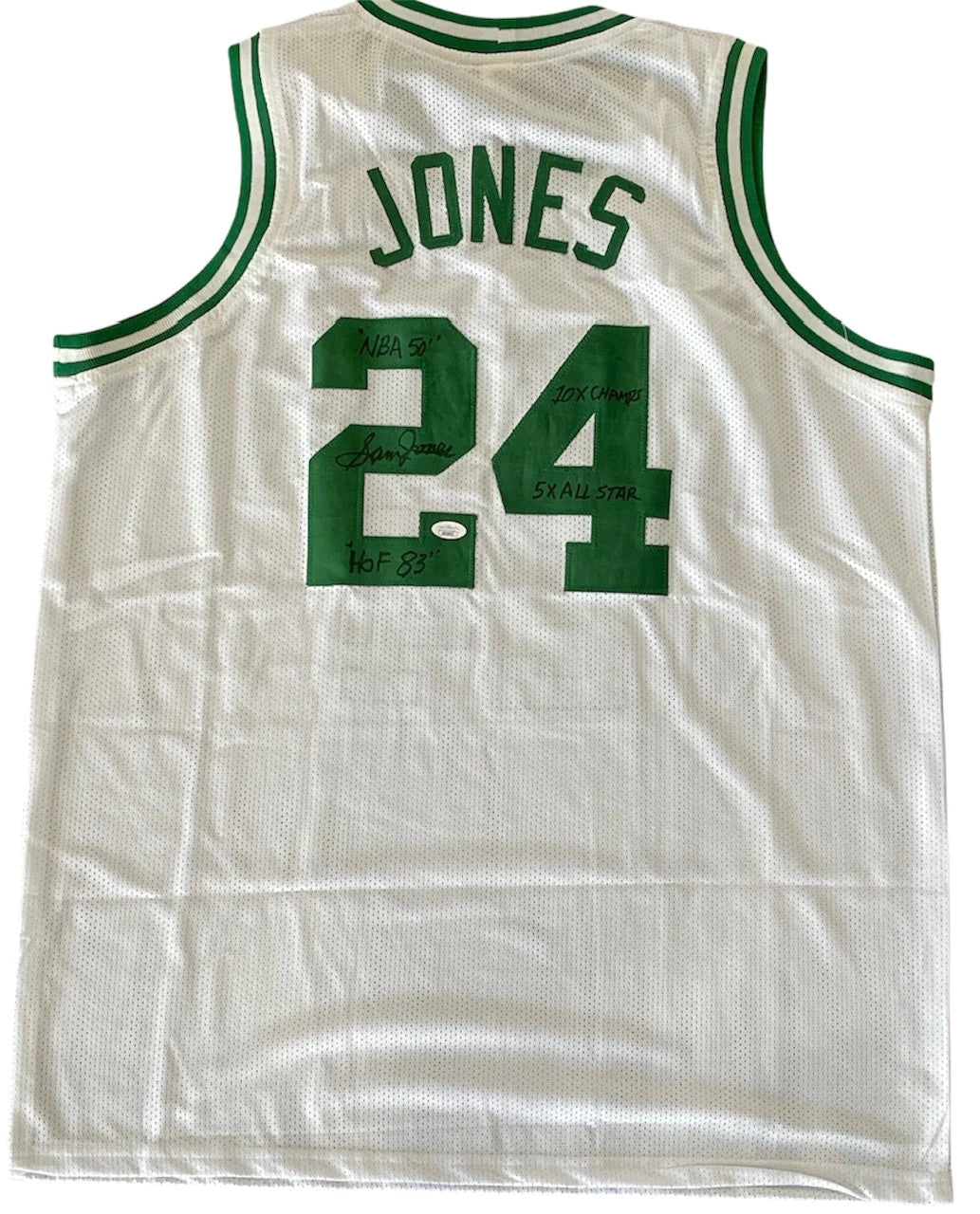 Sam Jones Autographed Boston Celtics Custom Xl Jersey (Jsa)