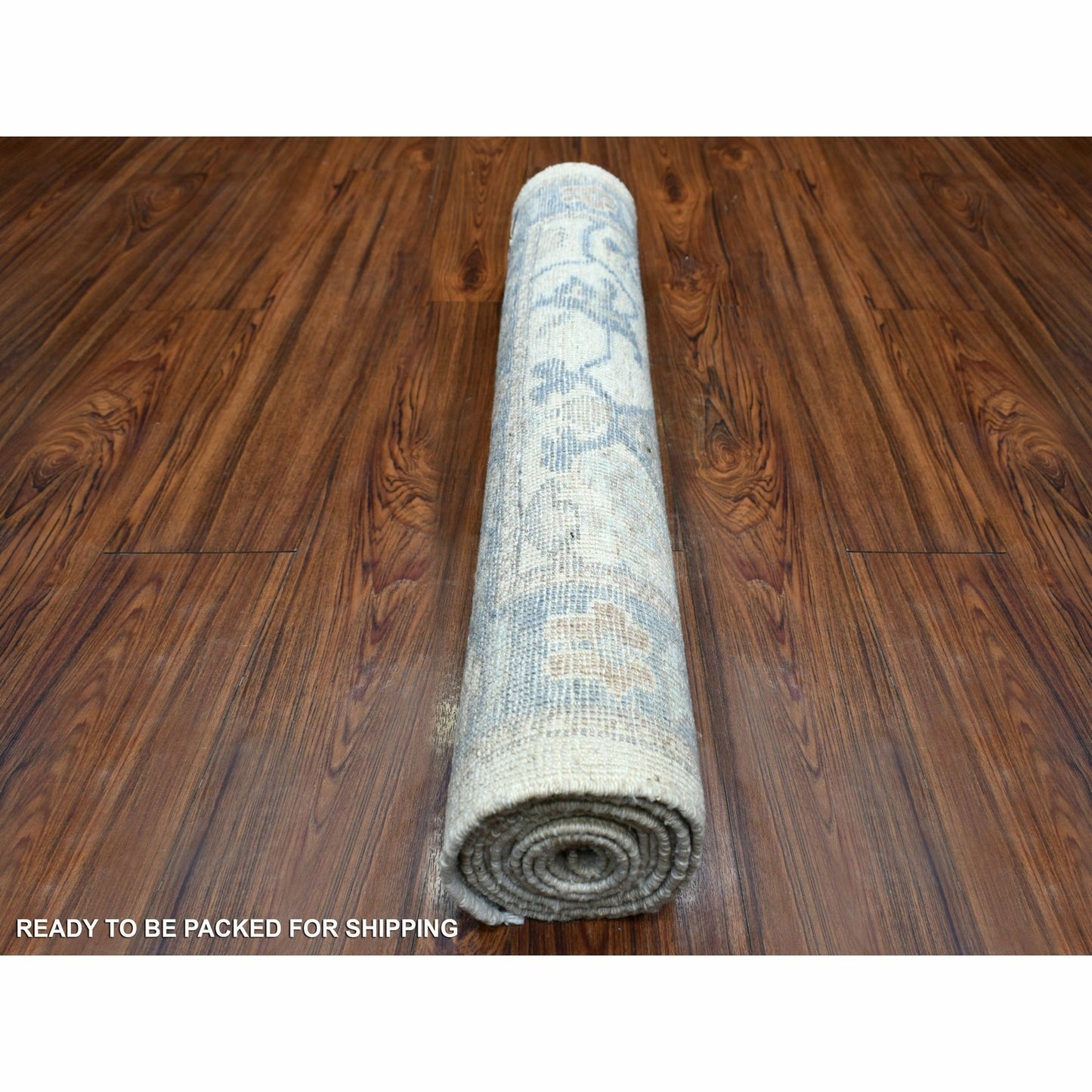 2'10"X9'5" Ivory Angora Oushak Leaf Design Hand Knotted Wool Runner Rug
