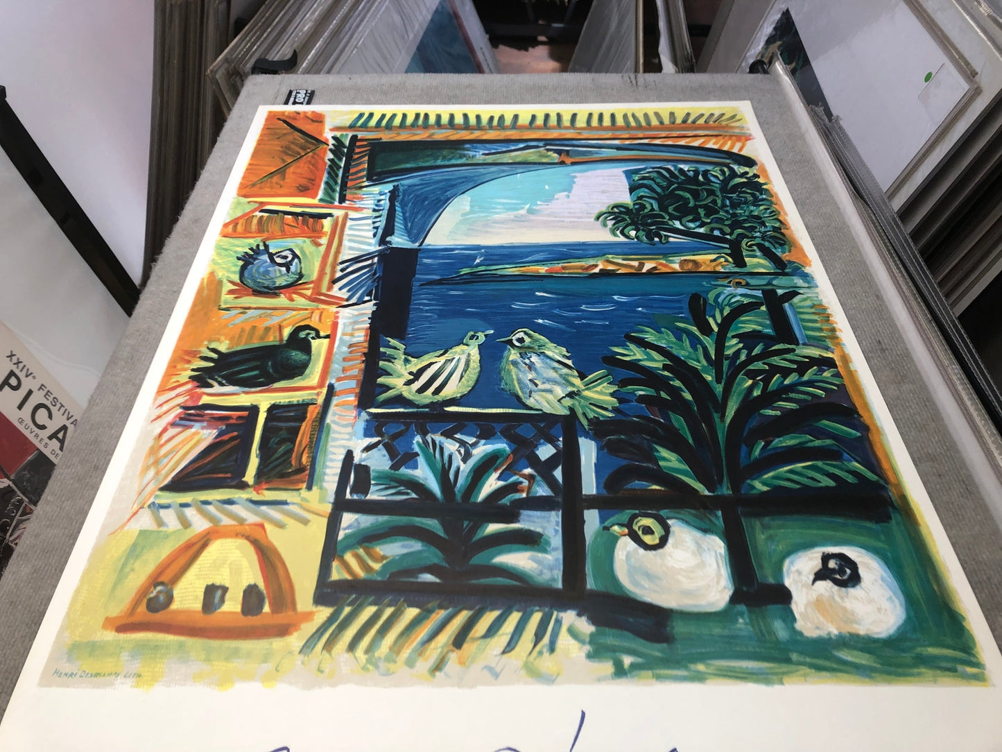 Pablo Picasso Cote D'Azur " Lithograph Cubism Blue, Orange, Yell