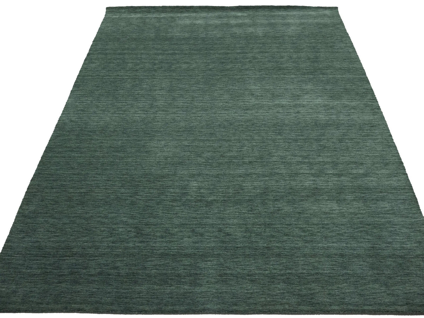Solid Dark Green Hand-Loomed 9X12 Gabbeh Wool Rug