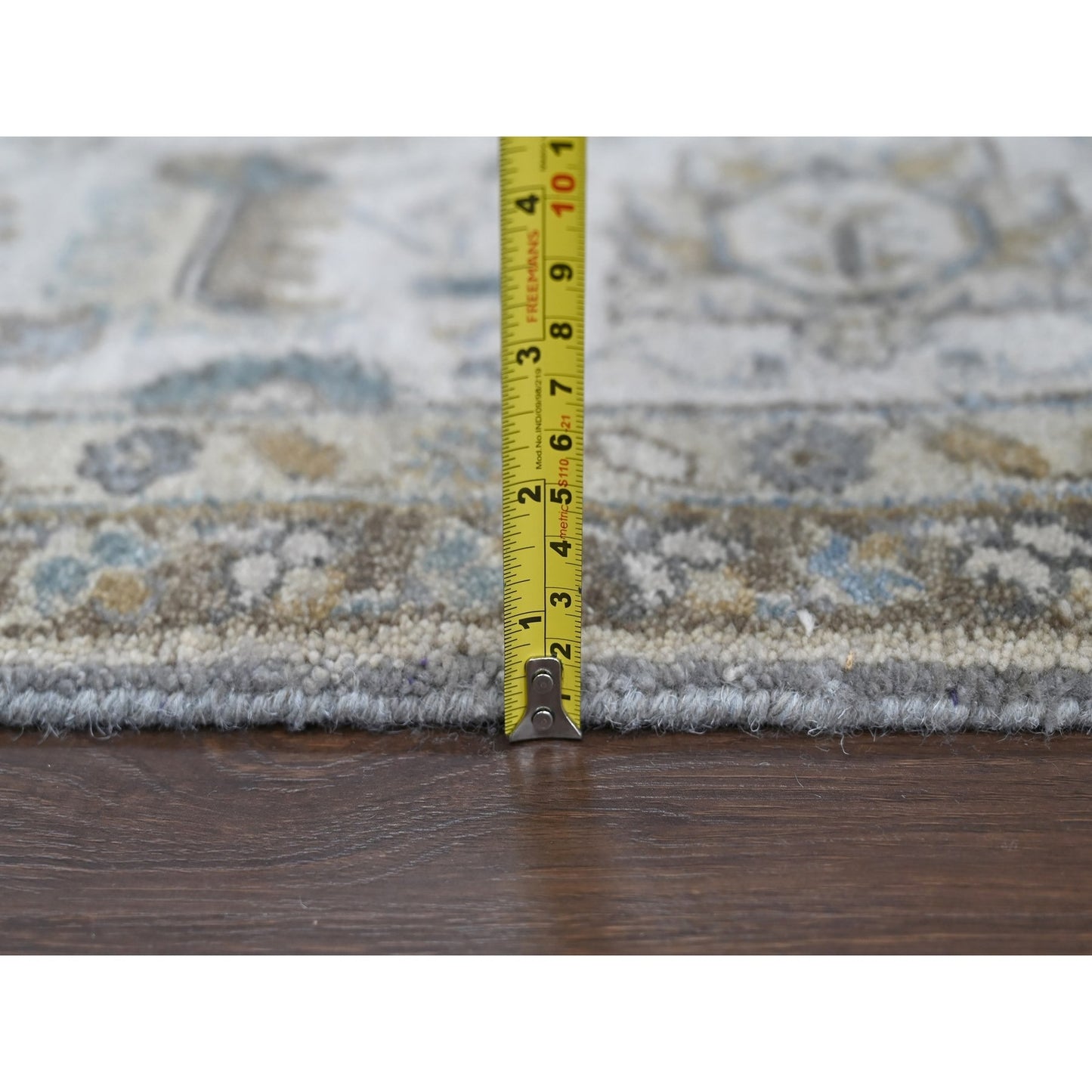8'2"X16'3" Gray And Ivory Hand Knotted Karjihooz Design Wool Rug