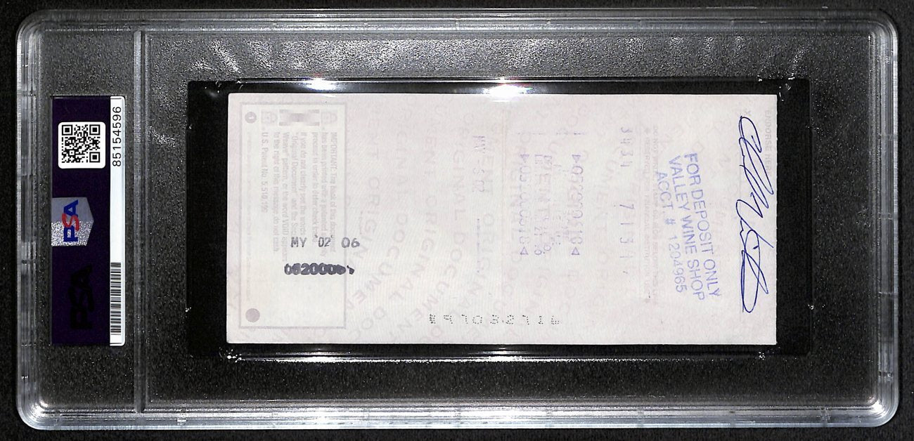 Johnny Unitas Signed 5/2/02 Check Psa/Dna Mint 9