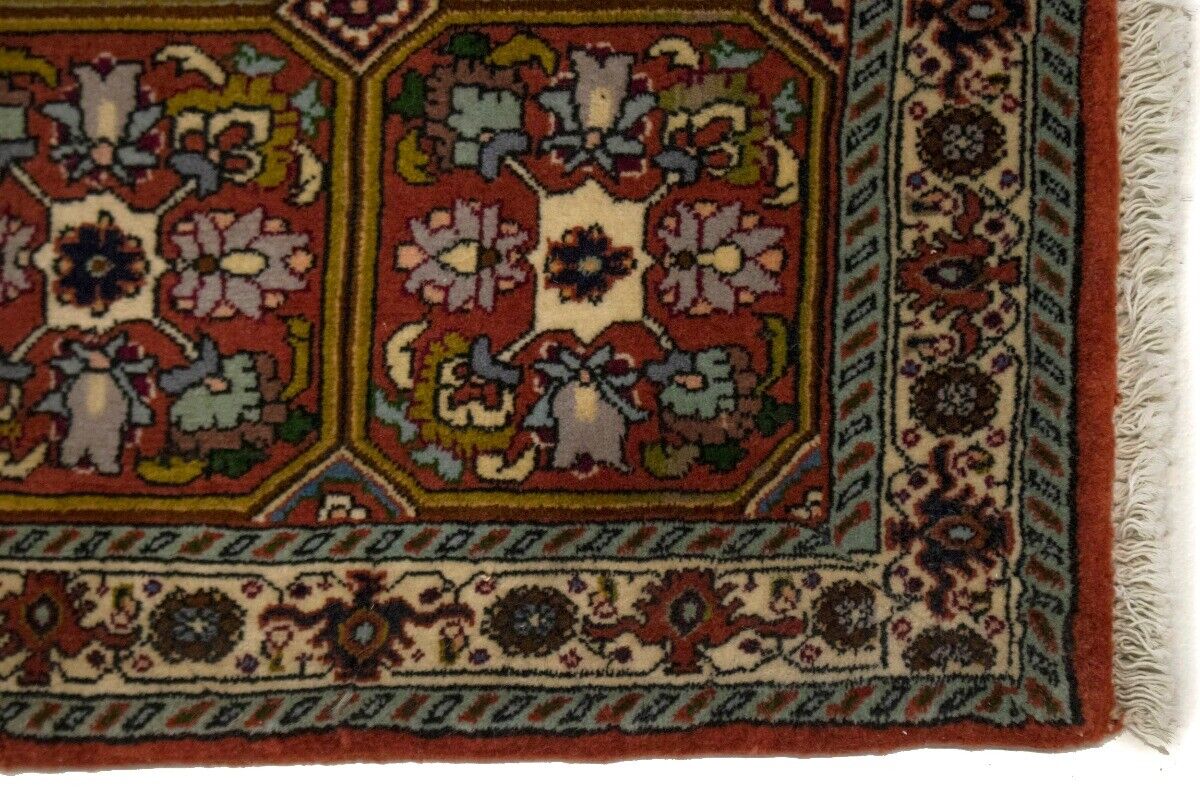 Rare Plush Burnt Orange Floral Wool Area Rug