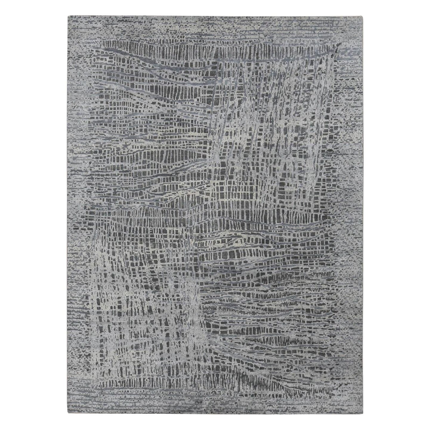8'10"X12'2" Cloud Gray The Lost Branches Silk With Wool Hand Knotted Rug