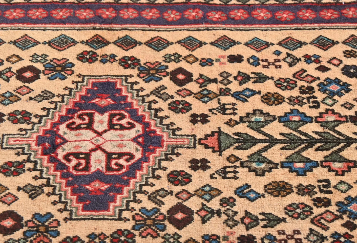 Handmade Vintage Tribal Oriental Rug 2X5 Ft