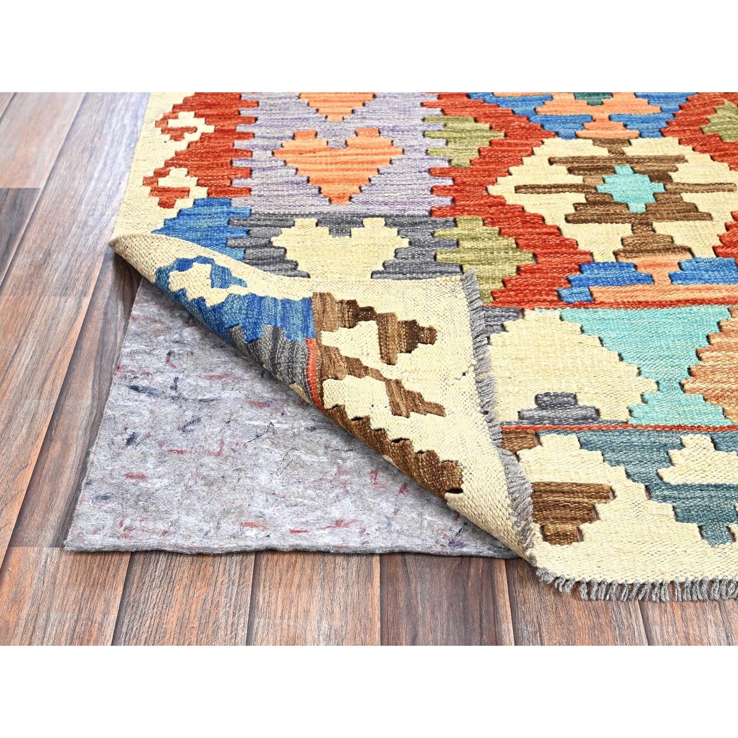 5'X6'4" Colorful Afghan Kilim Flat Weave Hand Woven Wool Reversible Rug