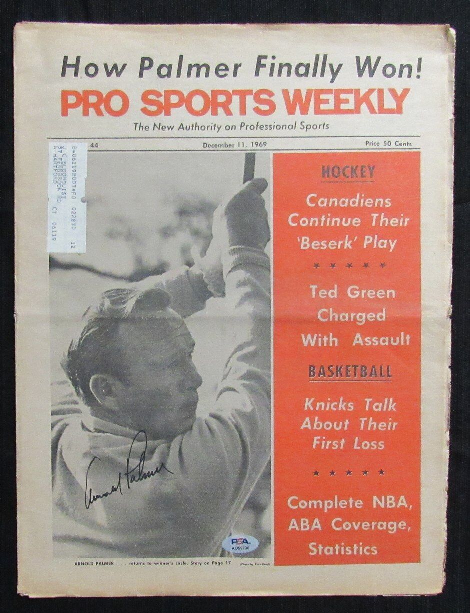 Arnold Palmer Signed December 11, 1969 Pro Sports