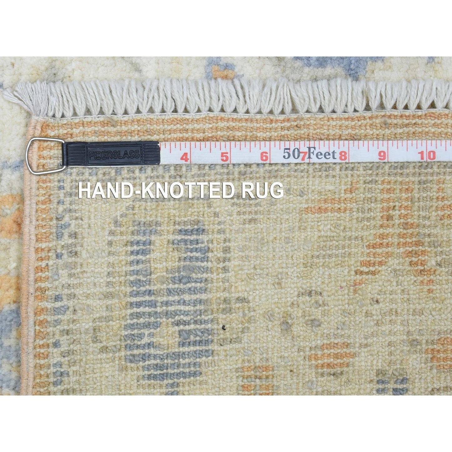 2'6"X19'2" Orange Hand Knotted Afghan Angora Oushak Soft Wool Runner Rug