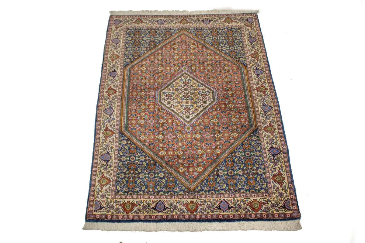 Handmade Oriental Rug Orange-Red Geometric Floral