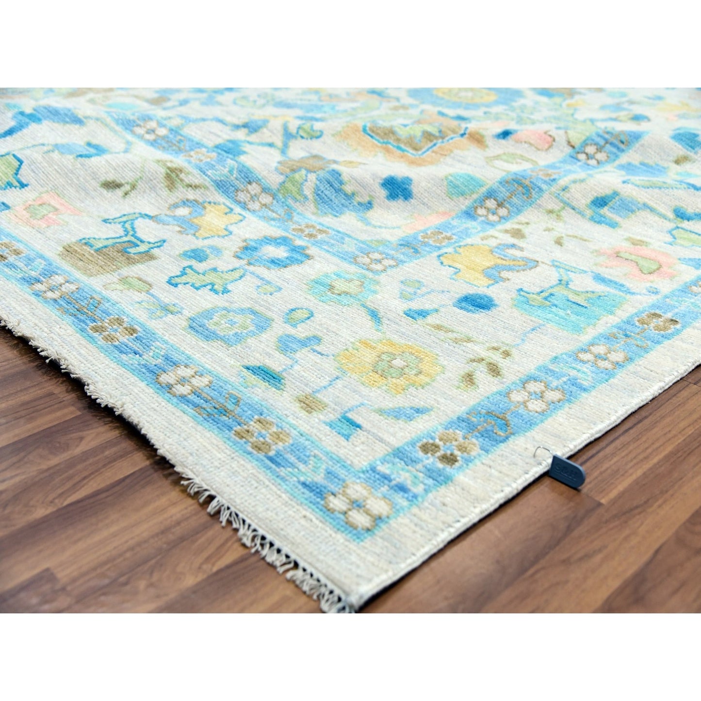 10'2"X14' Frost Ivory Hand Knotted Oushak Weave And Design Pure Wool Rug
