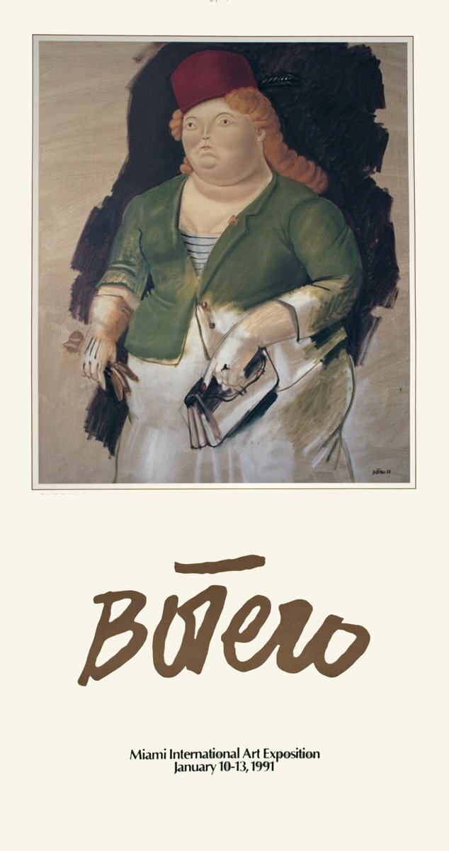 Fernando Botero Mujer Con Sombrero Rojo " Poster Contemporary Multi