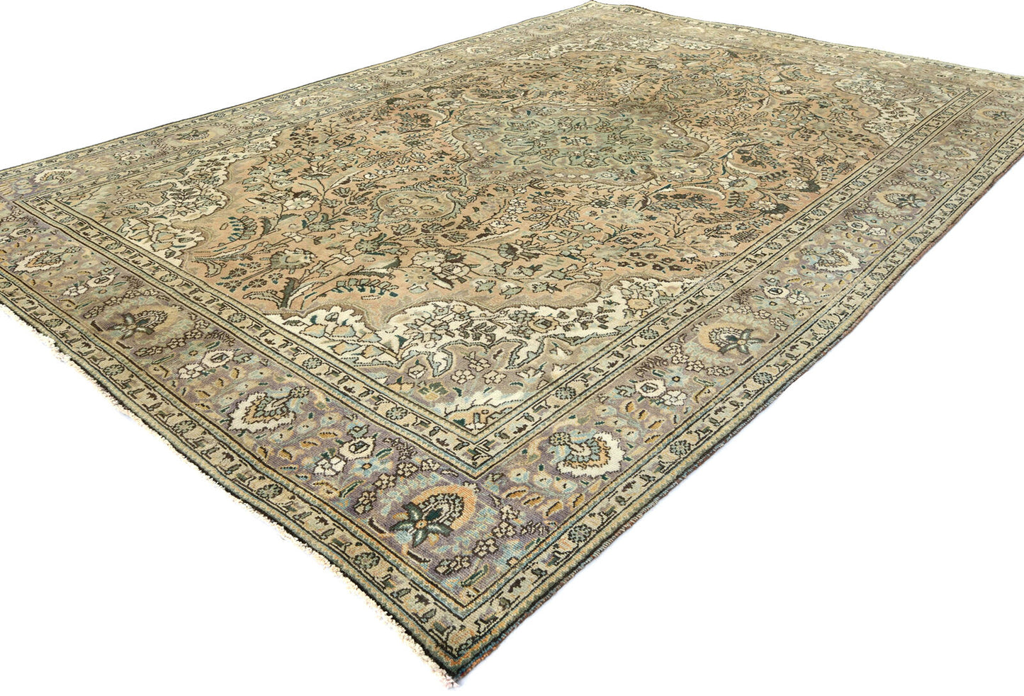 Distressed Vintage Medallion Floral Oriental Rug
