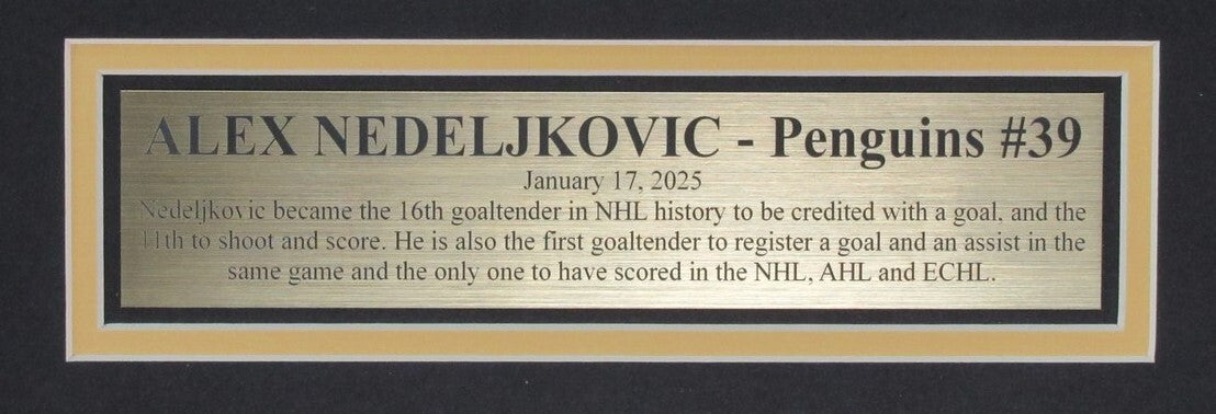 Alex Nedeljkovic Penguins Signed 16X20 Goal Photo