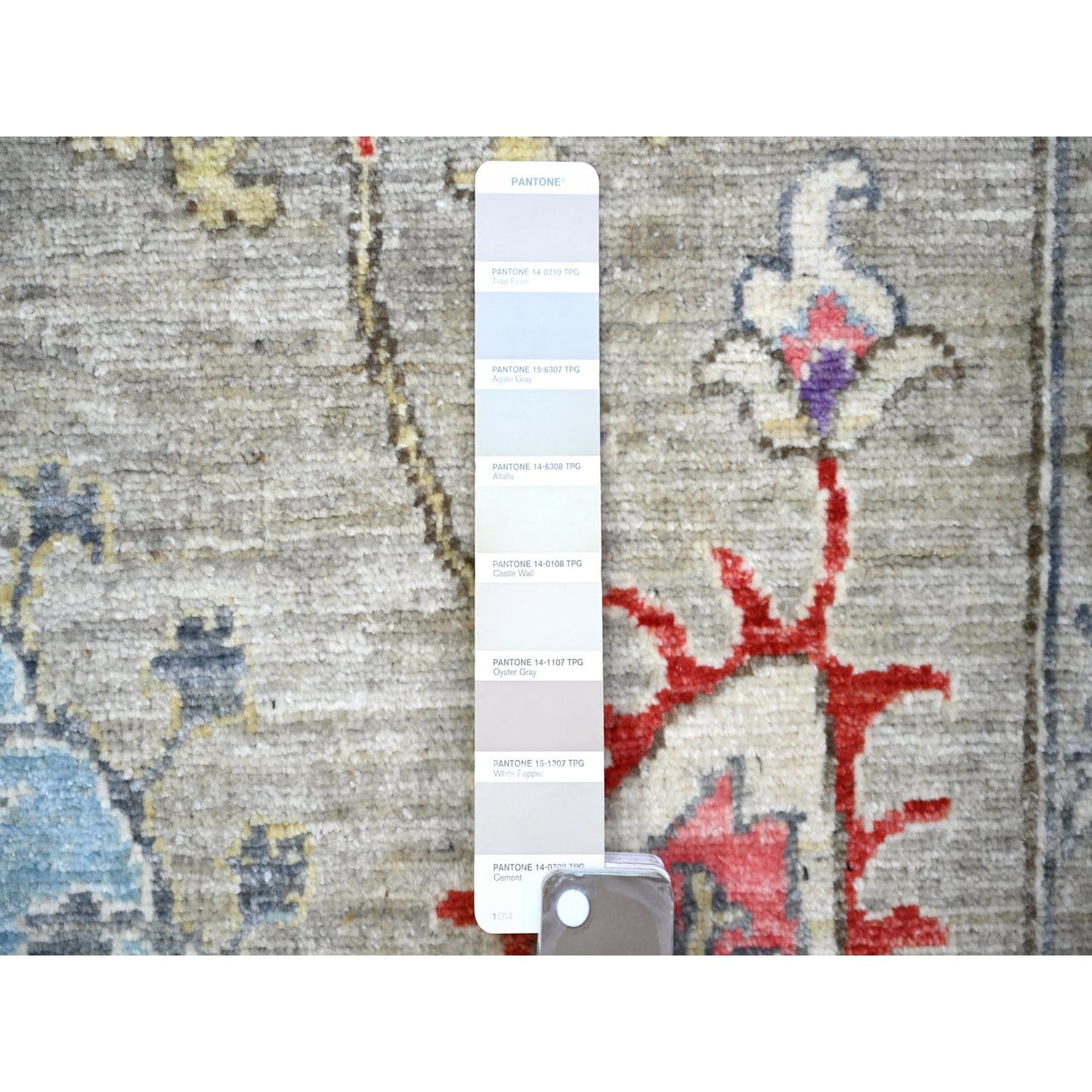 9'X12'2" Light Beige Soft Wool Hand Knotted Fine Peshawar Rug