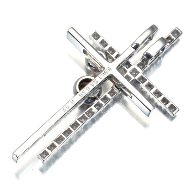 Kashikey Pendant Double Cross Diamond 0.58Ct/0.37Ct 18K 750 White Gold