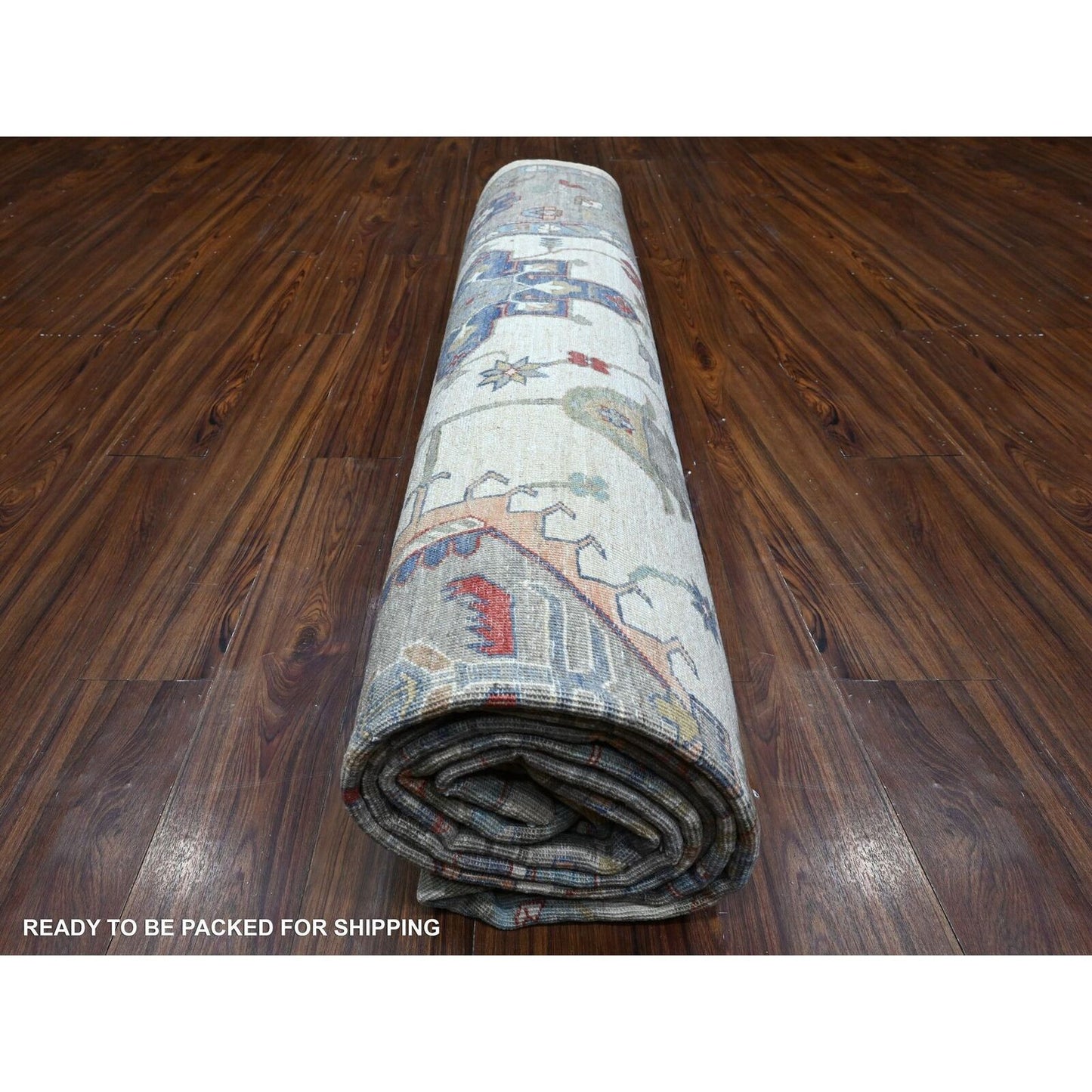 9'10"X13'10" Ivory Karajeh Design All Over Geometric Motifs Oriental Rug